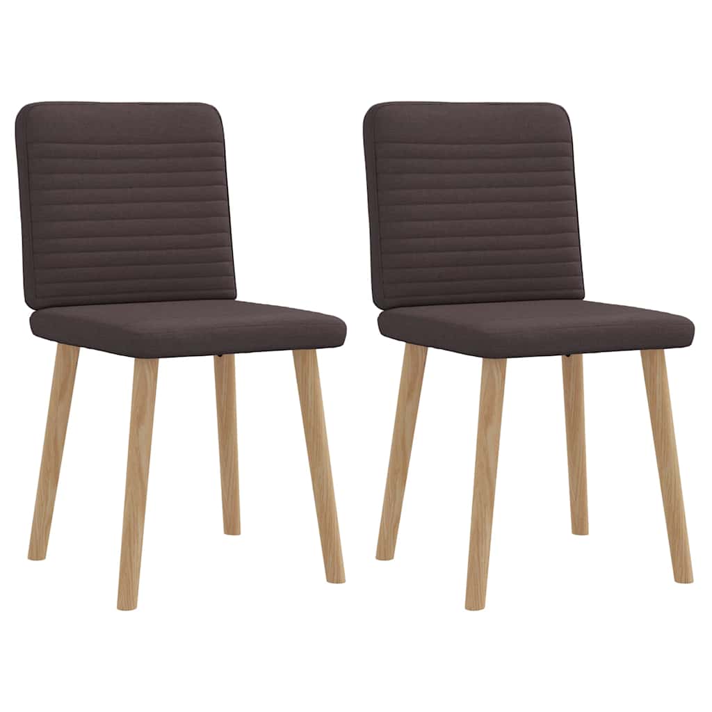 Cadeiras de jantar 2 pcs tecido castanho-escuro