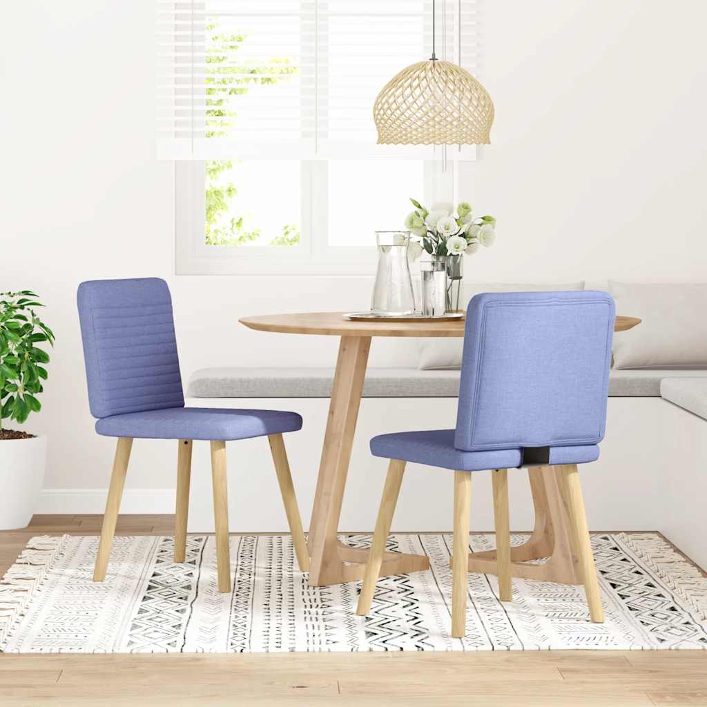 Cadeiras de jantar 2 pcs Jeans Tecido Azul