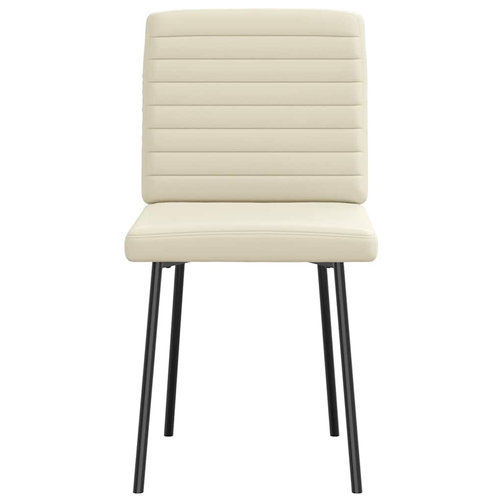 Cadeiras de jantar 2 pcs couro artificial cor creme