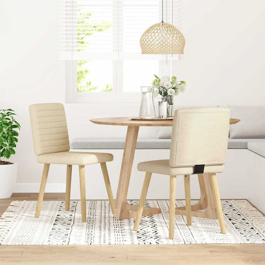 Cadeiras de jantar 2 pcs tecido cor creme