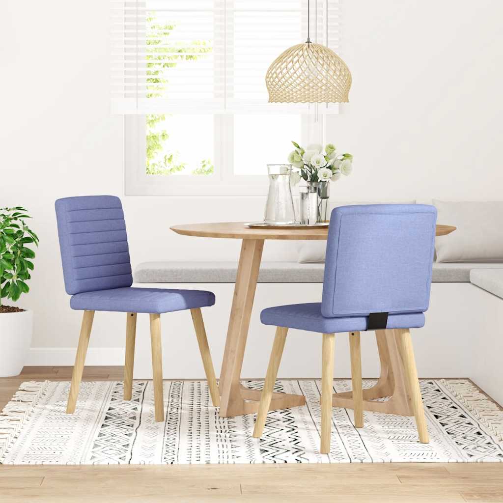 Cadeiras de jantar 2 pcs Jeans Tecido Azul