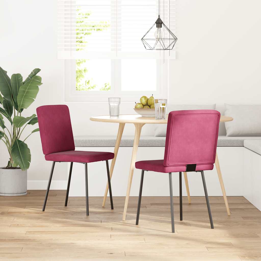 Cadeiras de jantar 2 pcs veludo vermelho tinto