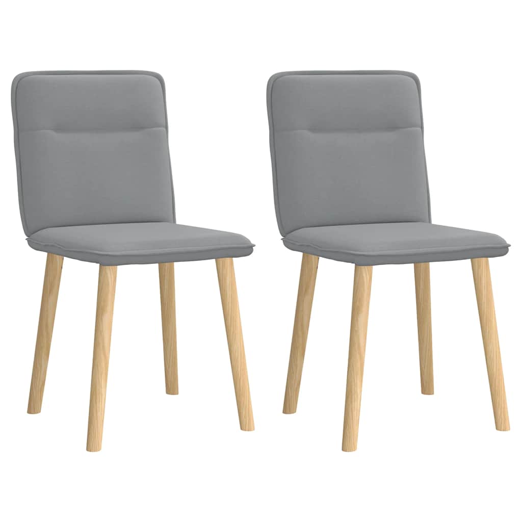 Cadeiras de jantar 2 pcs tecido cinzento-claro