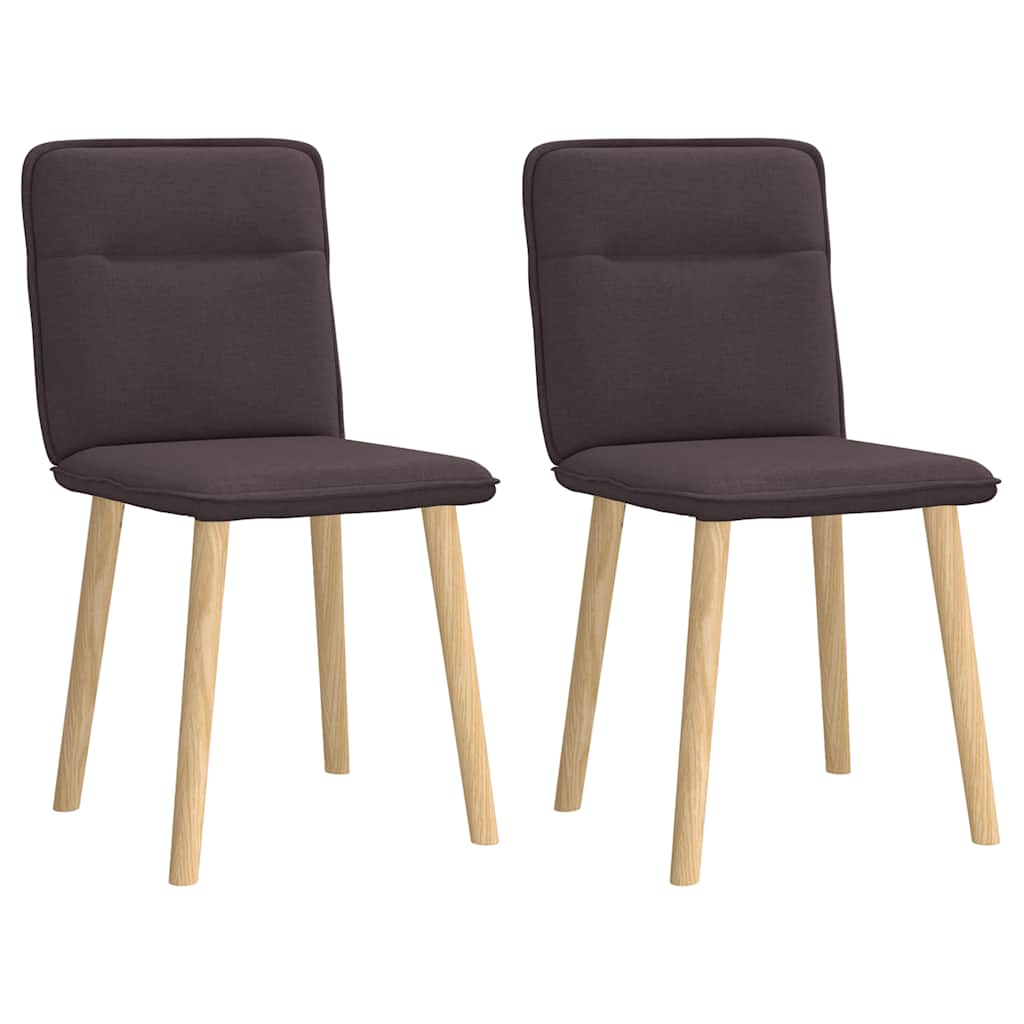 Cadeiras de jantar 2 pcs tecido castanho-escuro