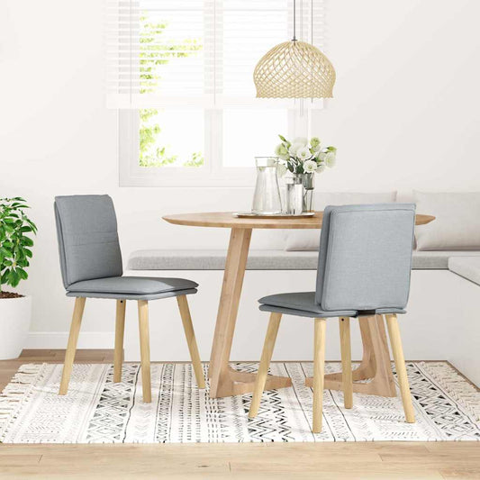 Cadeiras de jantar 2 pcs tecido cinzento-claro