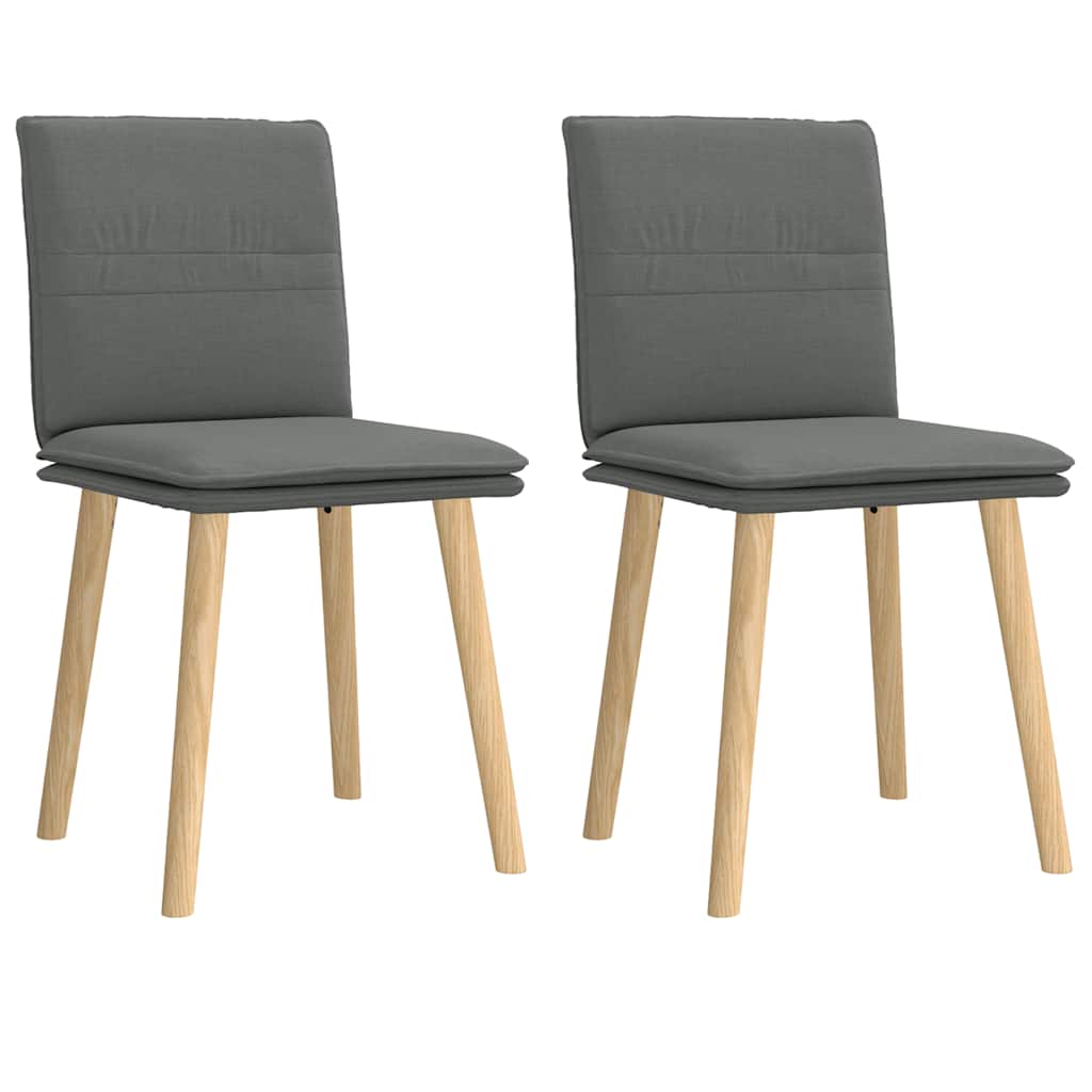 Cadeiras de jantar 2 pcs tecido cinzento-escuro