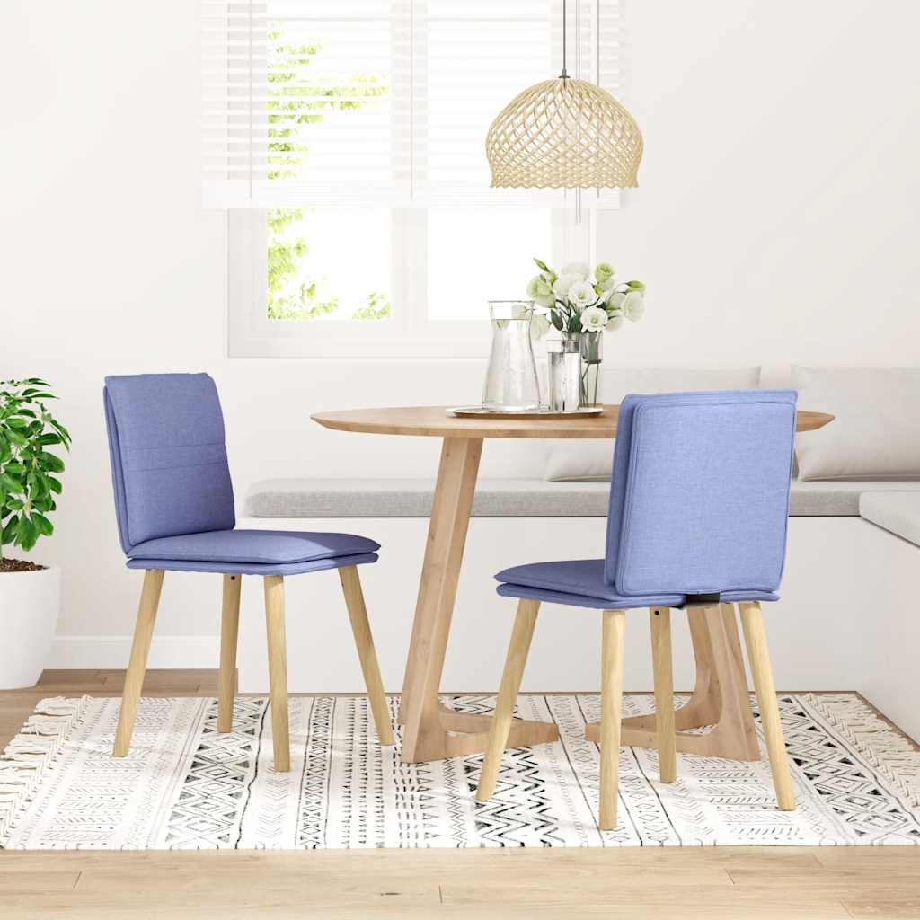 Cadeiras de jantar 2 pcs Jeans Tecido Azul