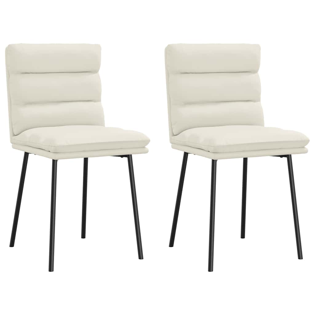 Cadeiras de jantar 2 pcs veludo cor creme