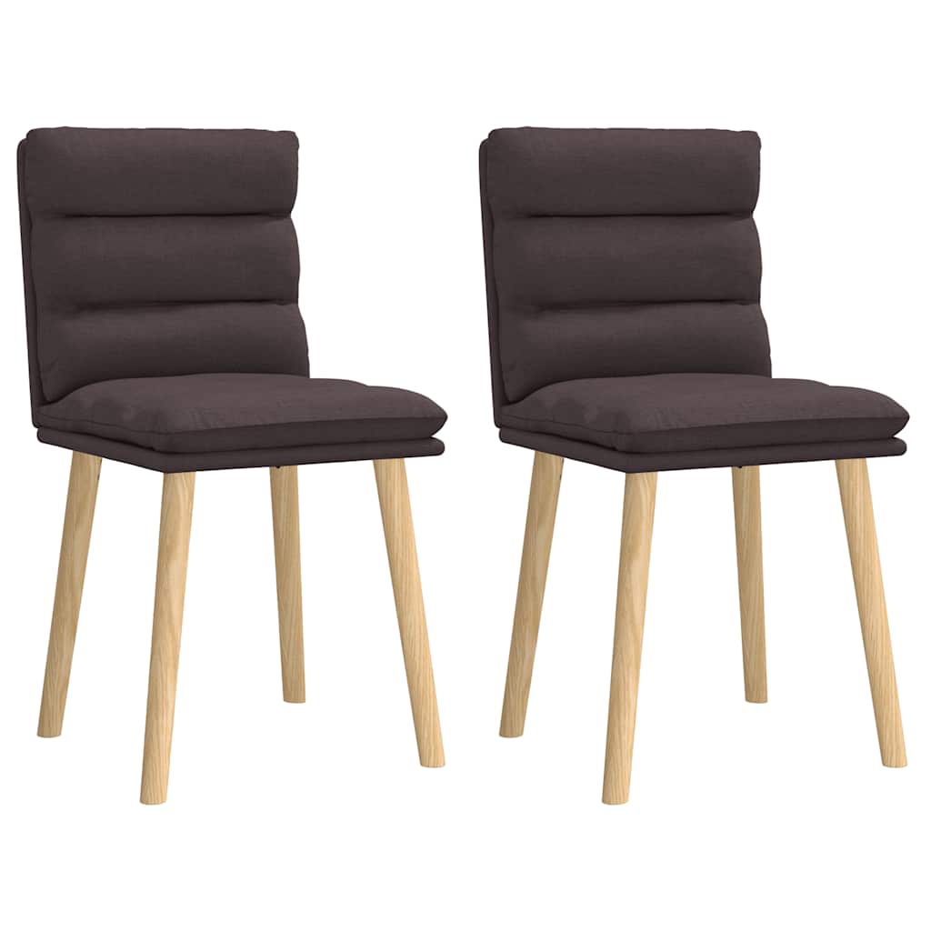 Cadeiras de jantar 2 pcs tecido castanho-escuro