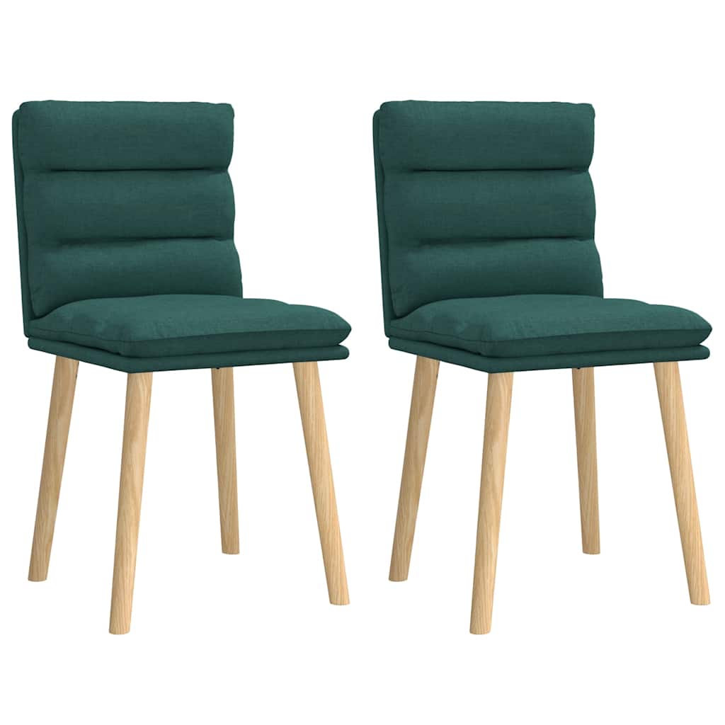 Cadeiras de jantar 2 pcs tecido verde-escuro