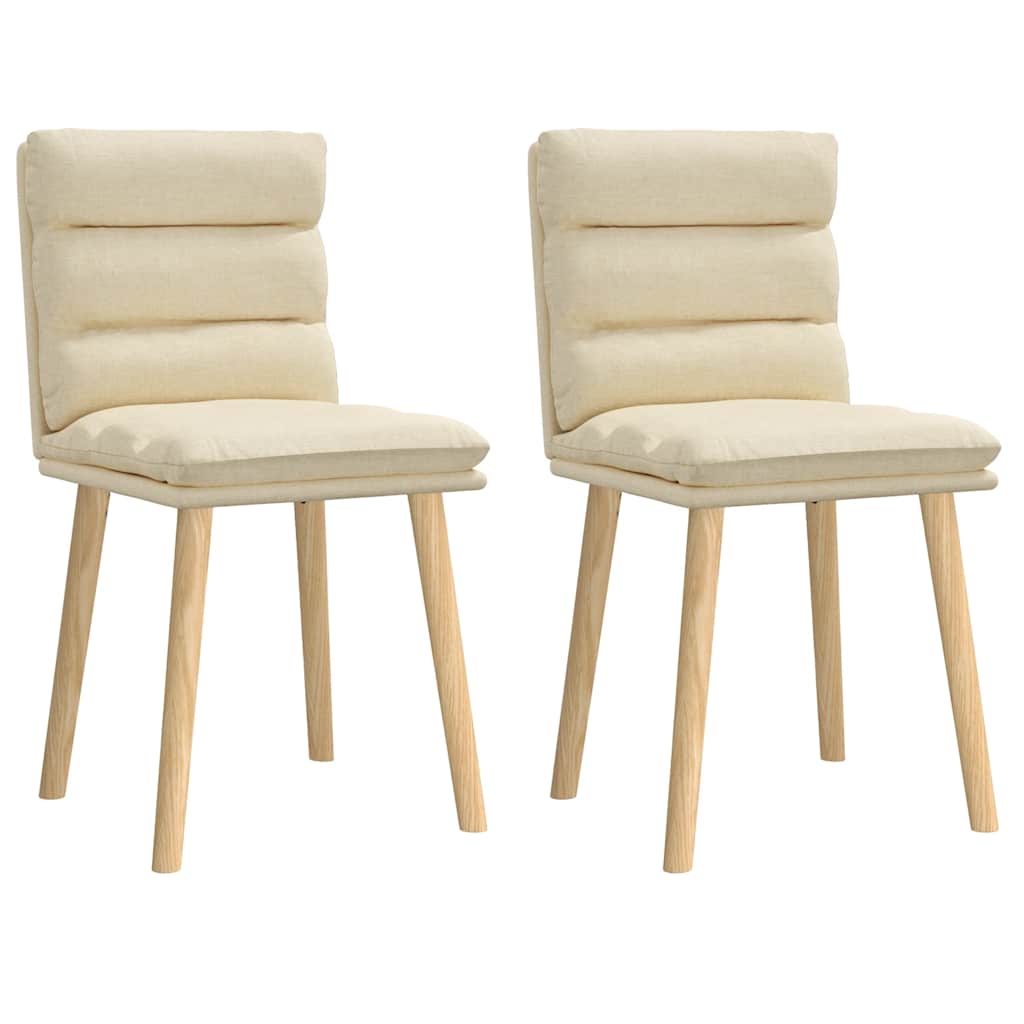 Cadeiras de jantar 2 pcs tecido cor creme