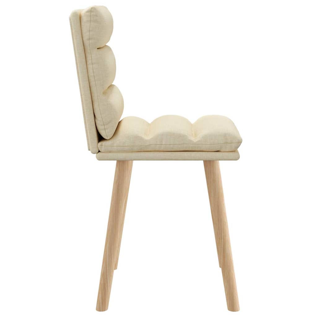 Cadeiras de jantar 2 pcs tecido cor creme
