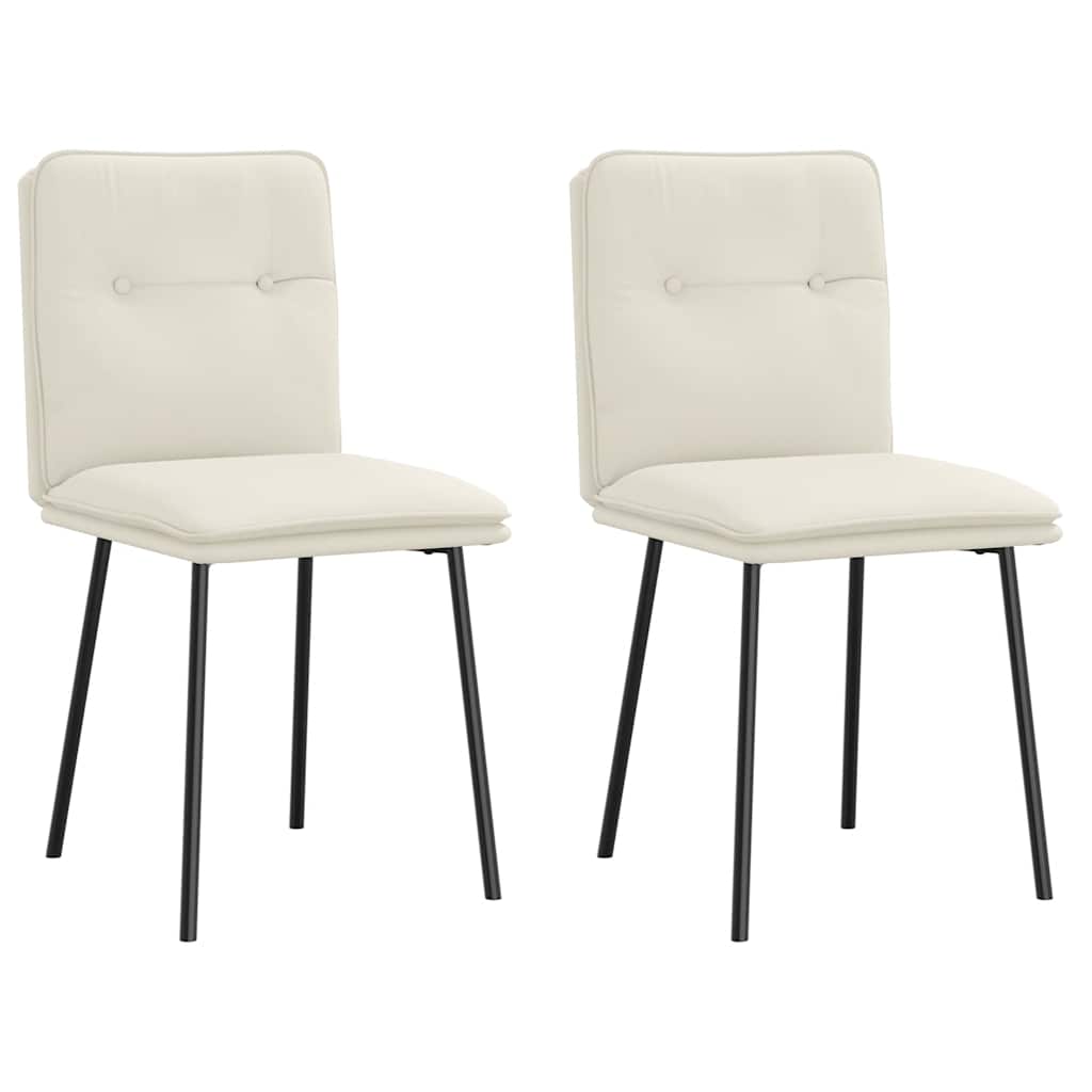 Cadeiras de jantar 2 pcs veludo cor creme