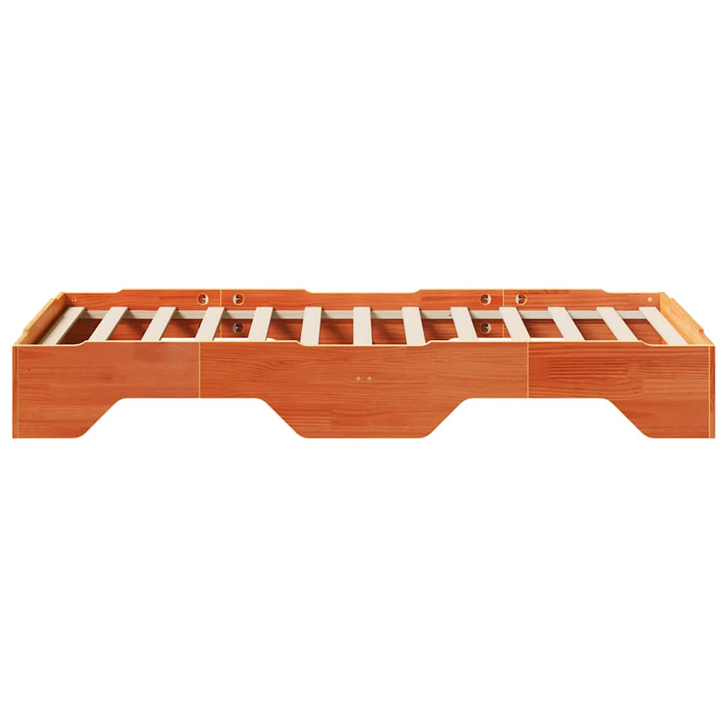 Cama sem colchão empilháveis 100x200 cm madeira castanho-mel