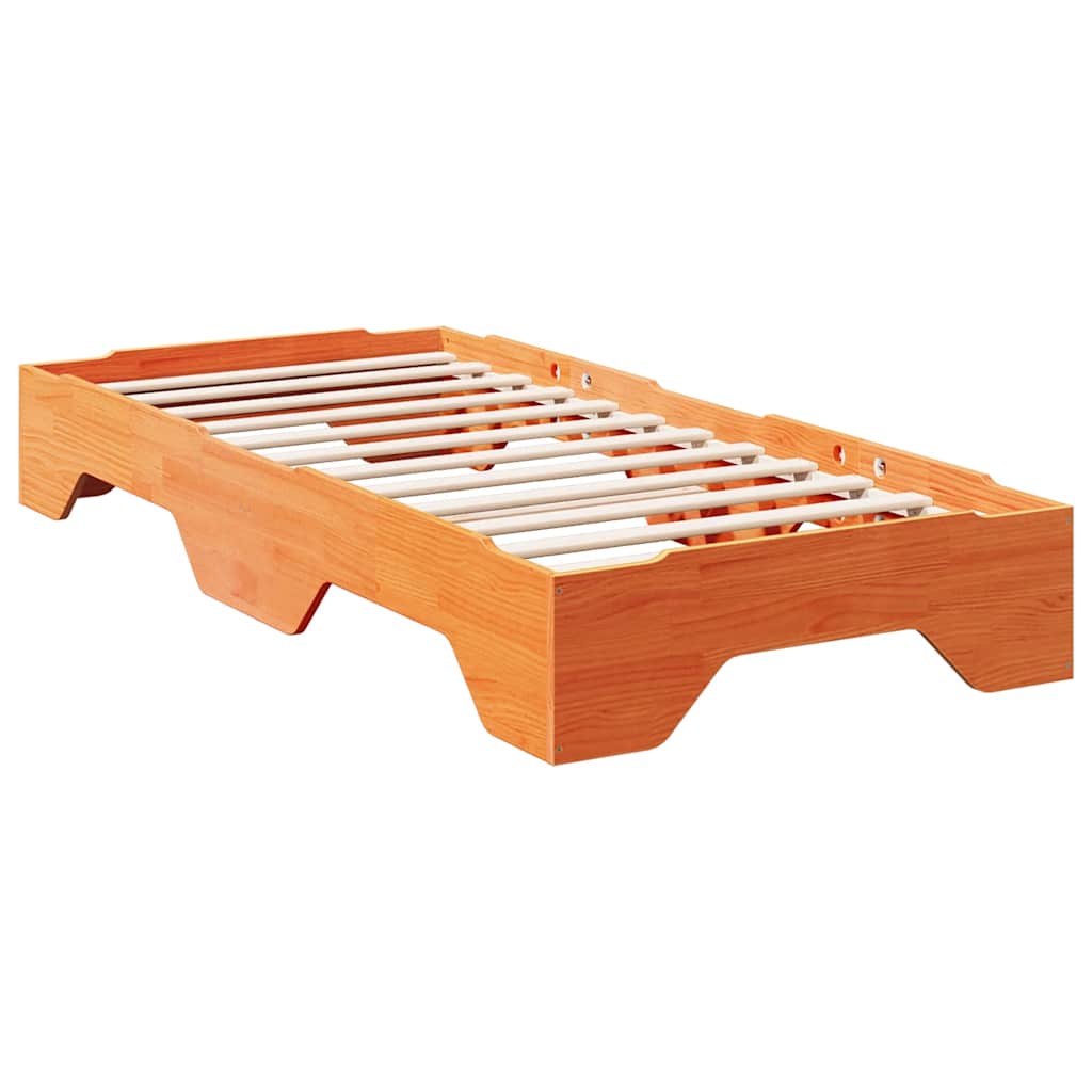 Cama sem colchão empilháveis 100x200 cm madeira castanho-mel