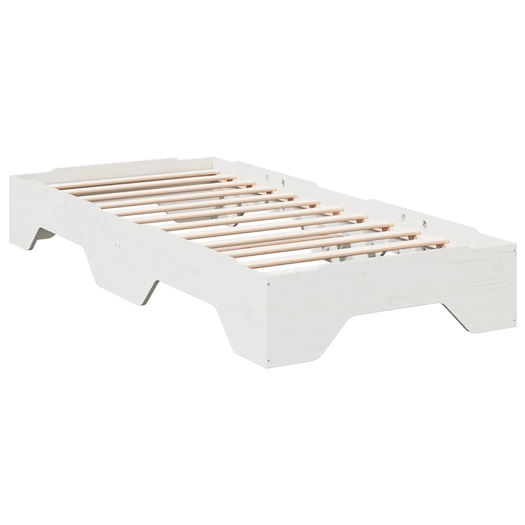 Cama sem colchão empilháveis 75x190 cm madeira maciça branco