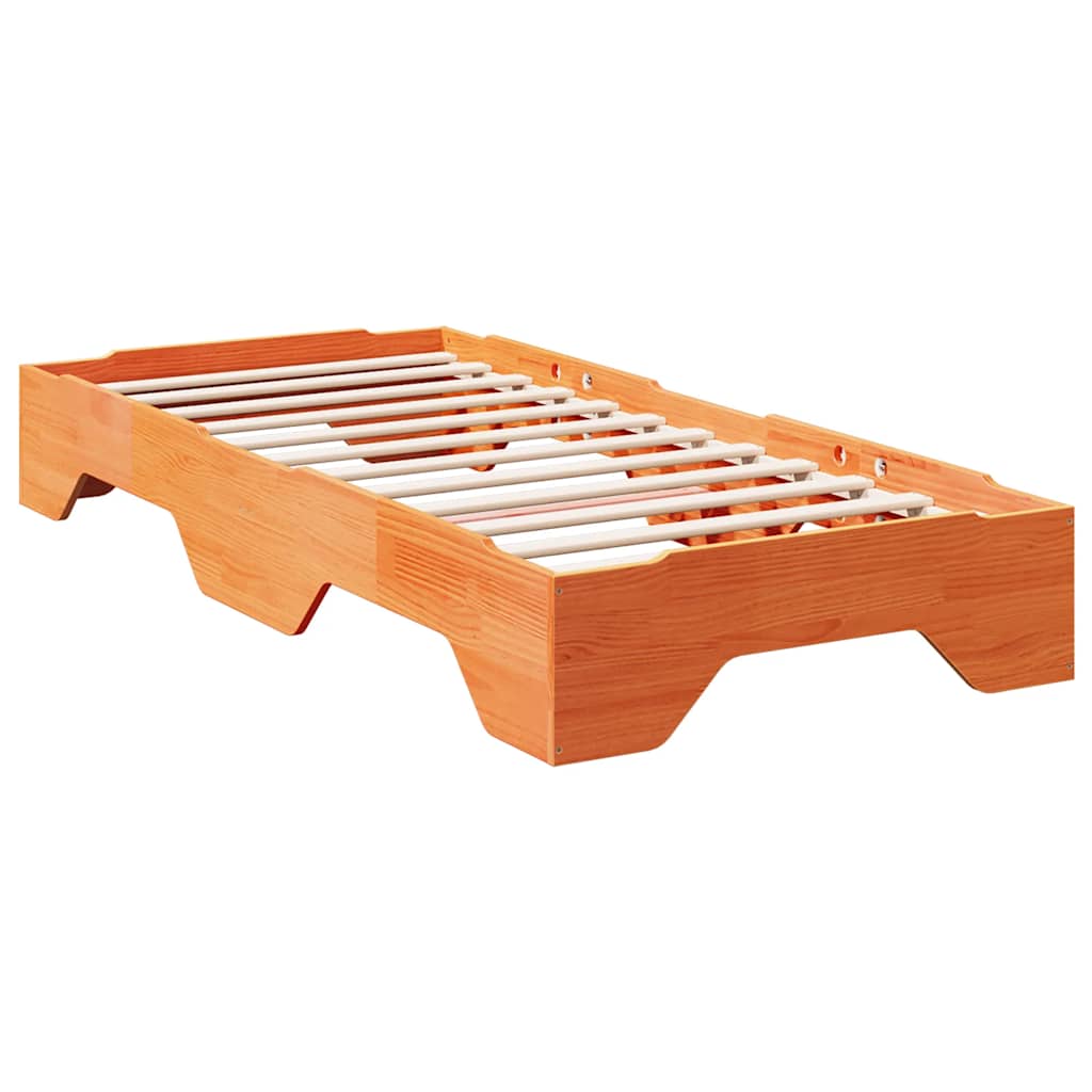 Cama sem colchão empilháveis 75x190 cm madeira castanho-mel