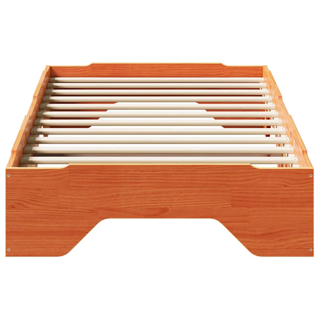 Cama sem colchão empilháveis 75x190 cm madeira castanho-mel