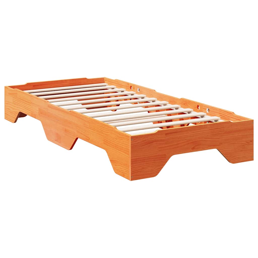 Cama sem colchão empilháveis 75x190 cm madeira castanho-mel