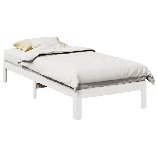 Cama sem colchão 90x200 cm madeira de pinho maciça branco
