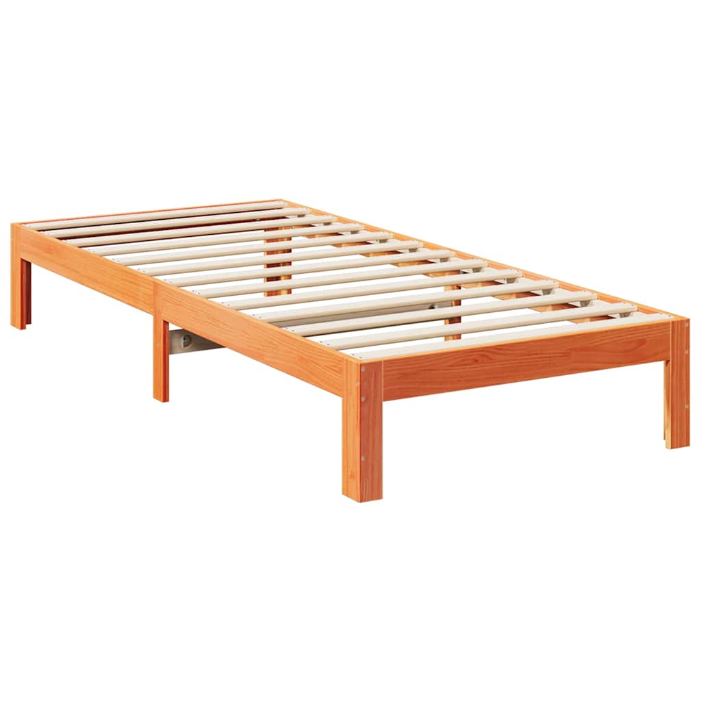 Cama sem colchão 90x200 cm pinho maciço castanho-mel