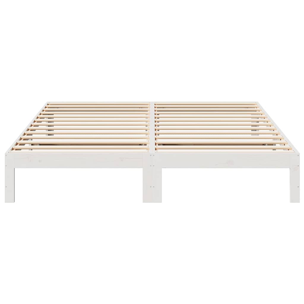 Cama sem colchão 180x200 cm madeira de pinho maciça branco
