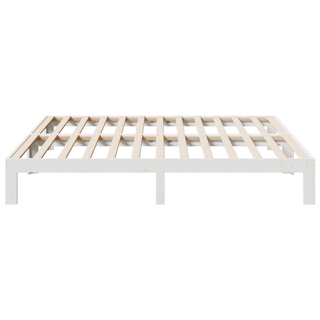 Cama sem colchão 180x200 cm madeira de pinho maciça branco