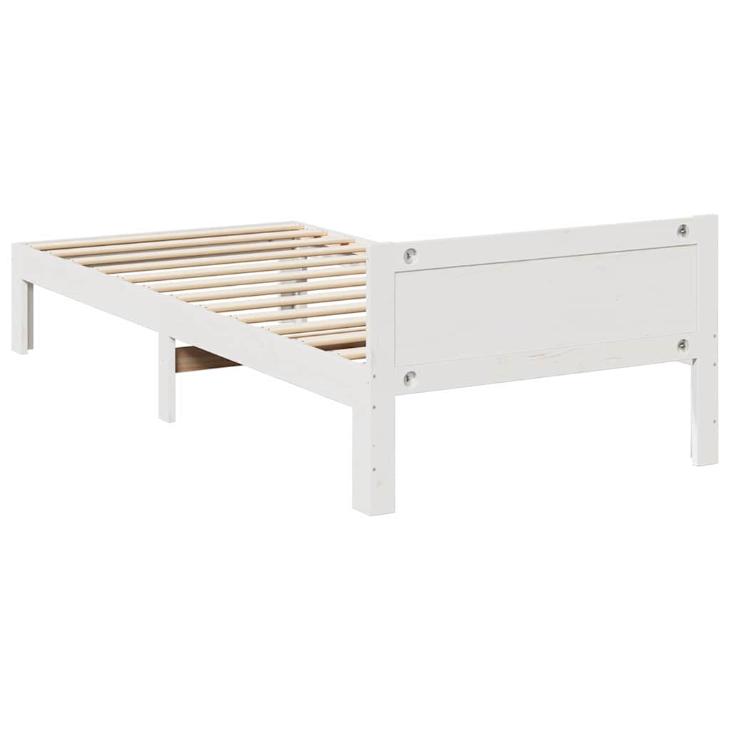 Estrutura de cama sem colchão 80x200 cm pinho maciço branco
