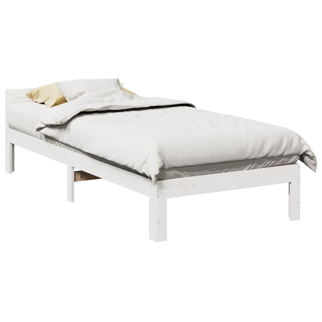 Estrutura de cama sem colchão 80x200 cm pinho maciço branco