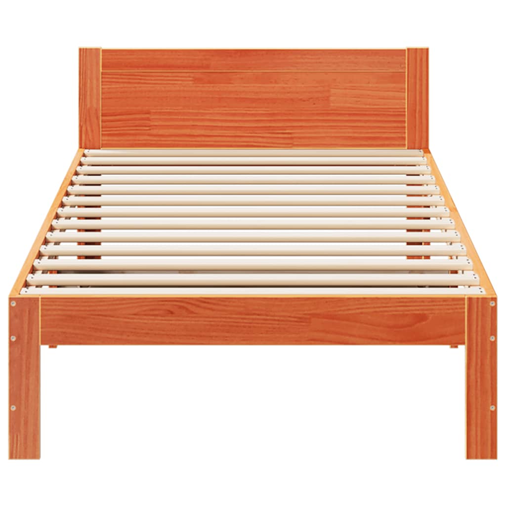 Cama sem colchão 80x200 cm pinho maciço castanho-mel