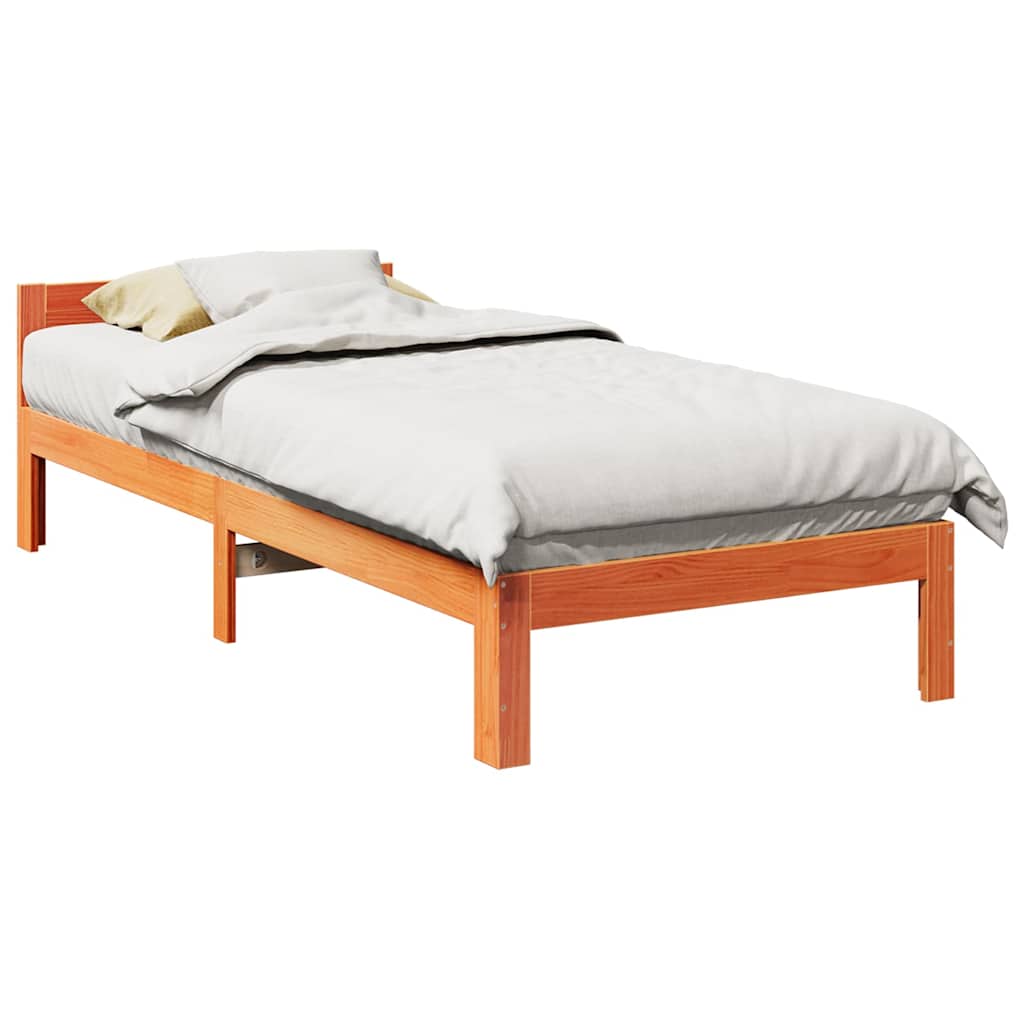 Cama sem colchão 80x200 cm pinho maciço castanho-mel