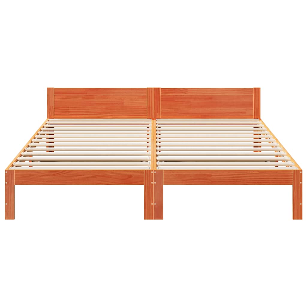 Cama sem colchão 160x200 cm madeira pinho maciço castanho-mel