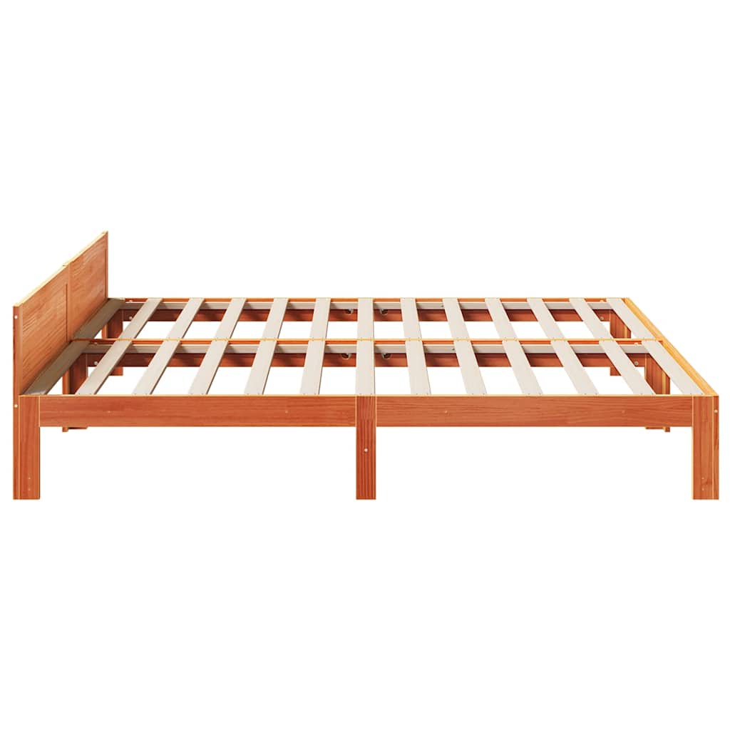 Cama sem colchão 160x200 cm madeira pinho maciço castanho-mel