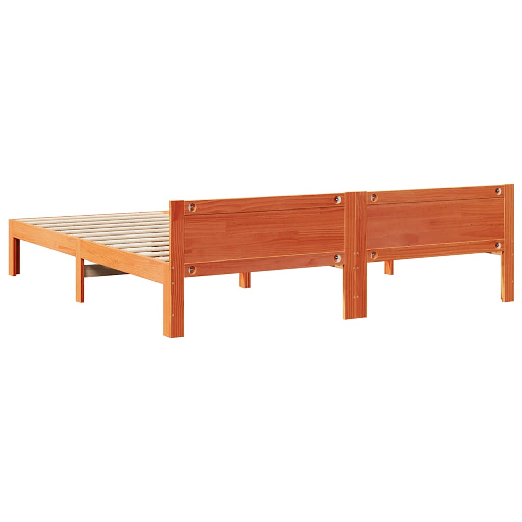 Cama sem colchão 160x200 cm madeira pinho maciço castanho-mel