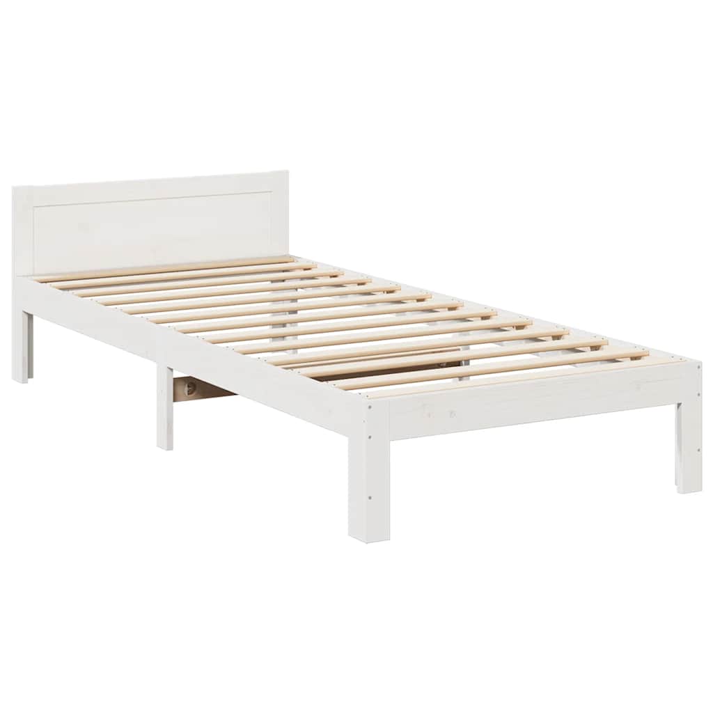 Cama sem colchão 90x200 cm madeira de pinho maciça branco