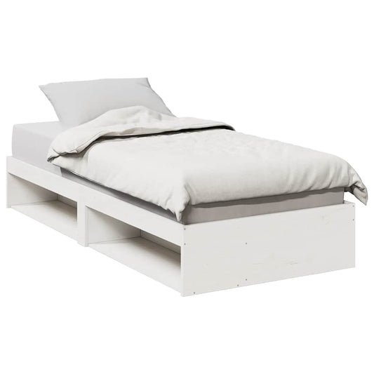 Cama dia sem colchão branco 100x200 cm pinho de madeira maciça