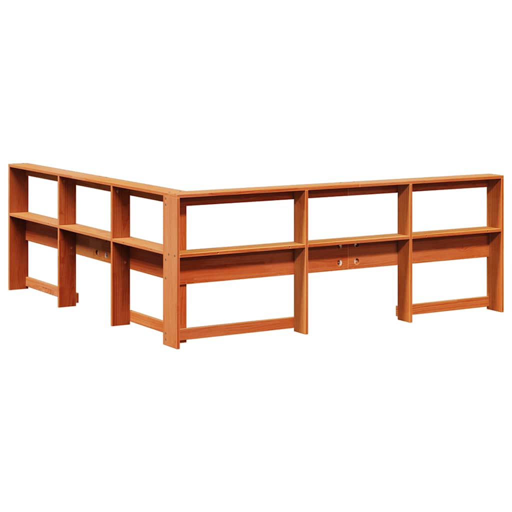 Estante cabeceira forma de L 180 cm pinho maciço castanho-mel
