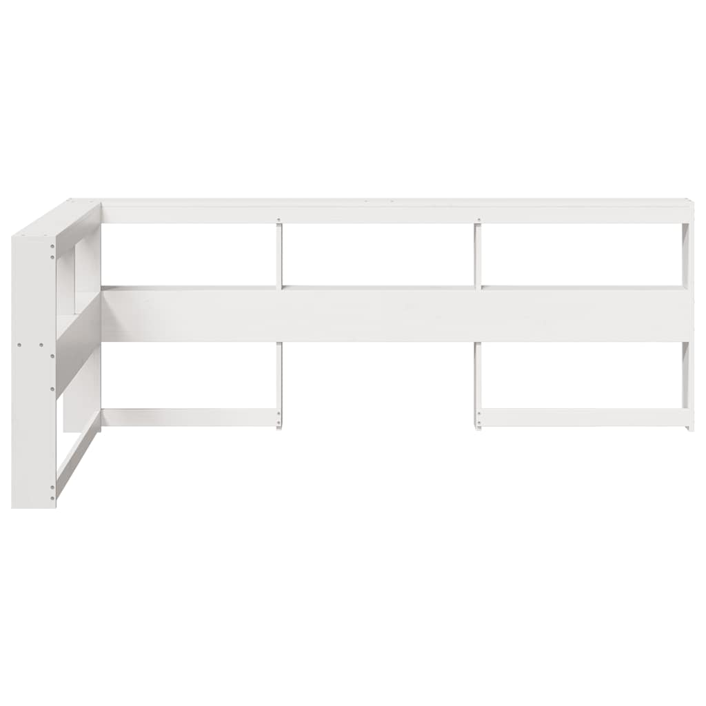 Estante cabeceira forma de L 80 cm madeira pinho maciça branco