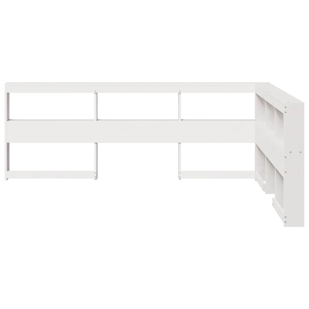 Estante cabeceira forma de L 135 cm madeira pinho maciça branco