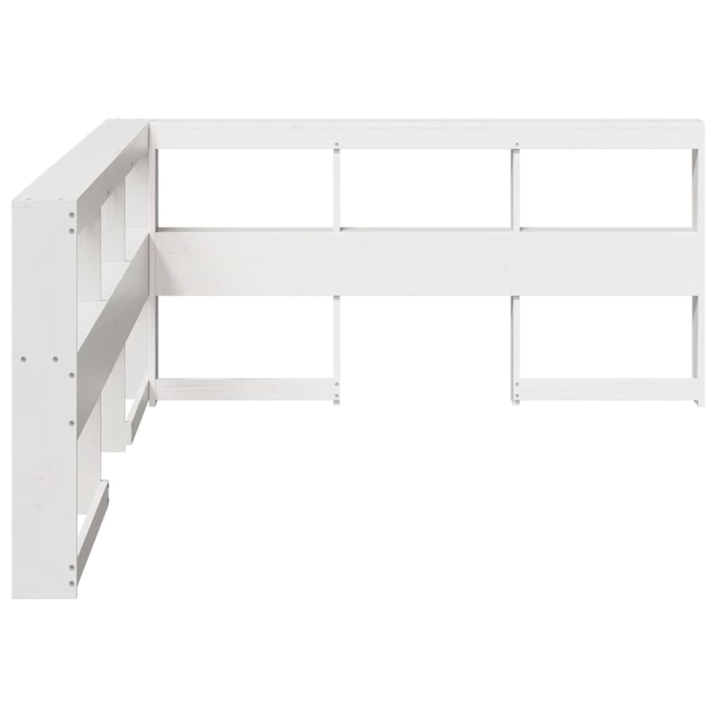 Estante cabeceira forma de L 135 cm madeira pinho maciça branco