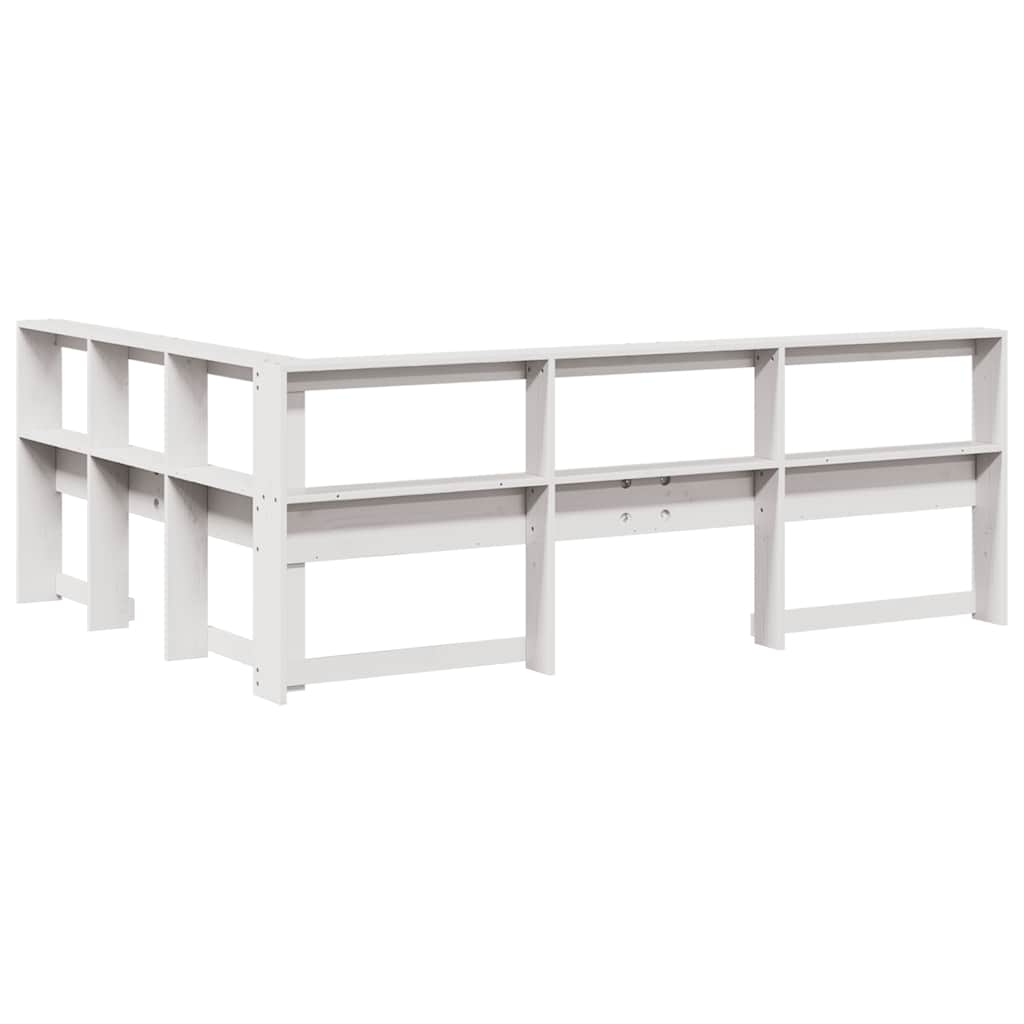 Estante cabeceira forma de L 135 cm madeira pinho maciça branco
