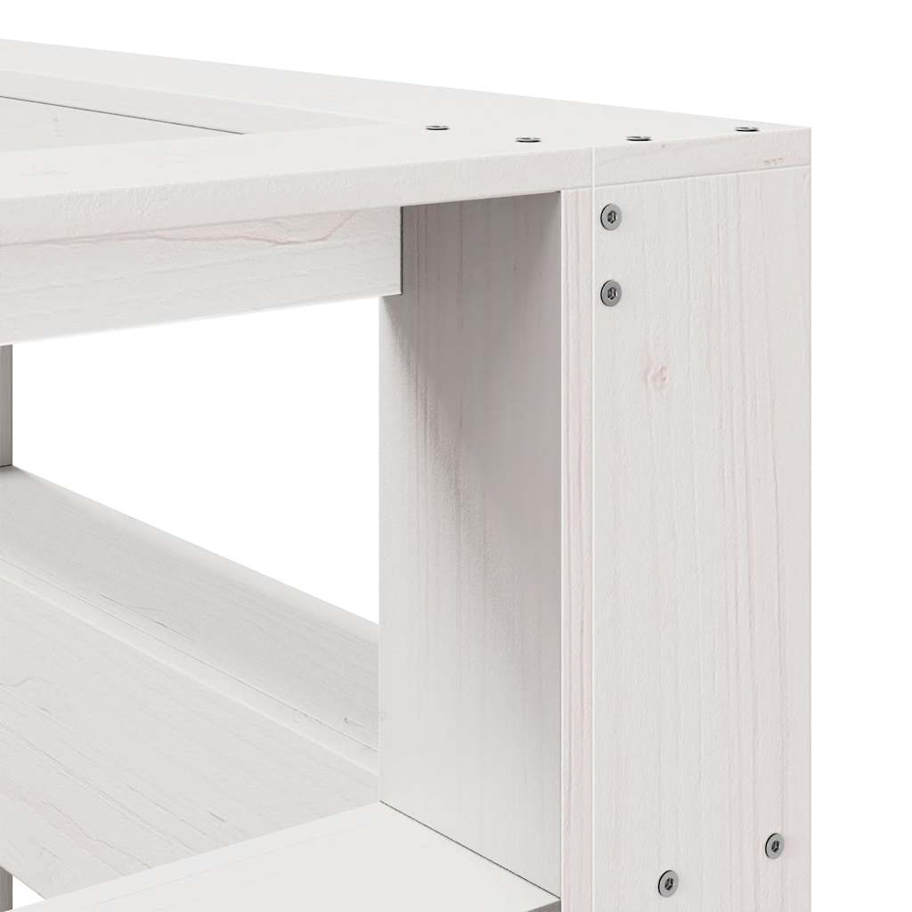 Estante cabeceira forma de L 135 cm madeira pinho maciça branco