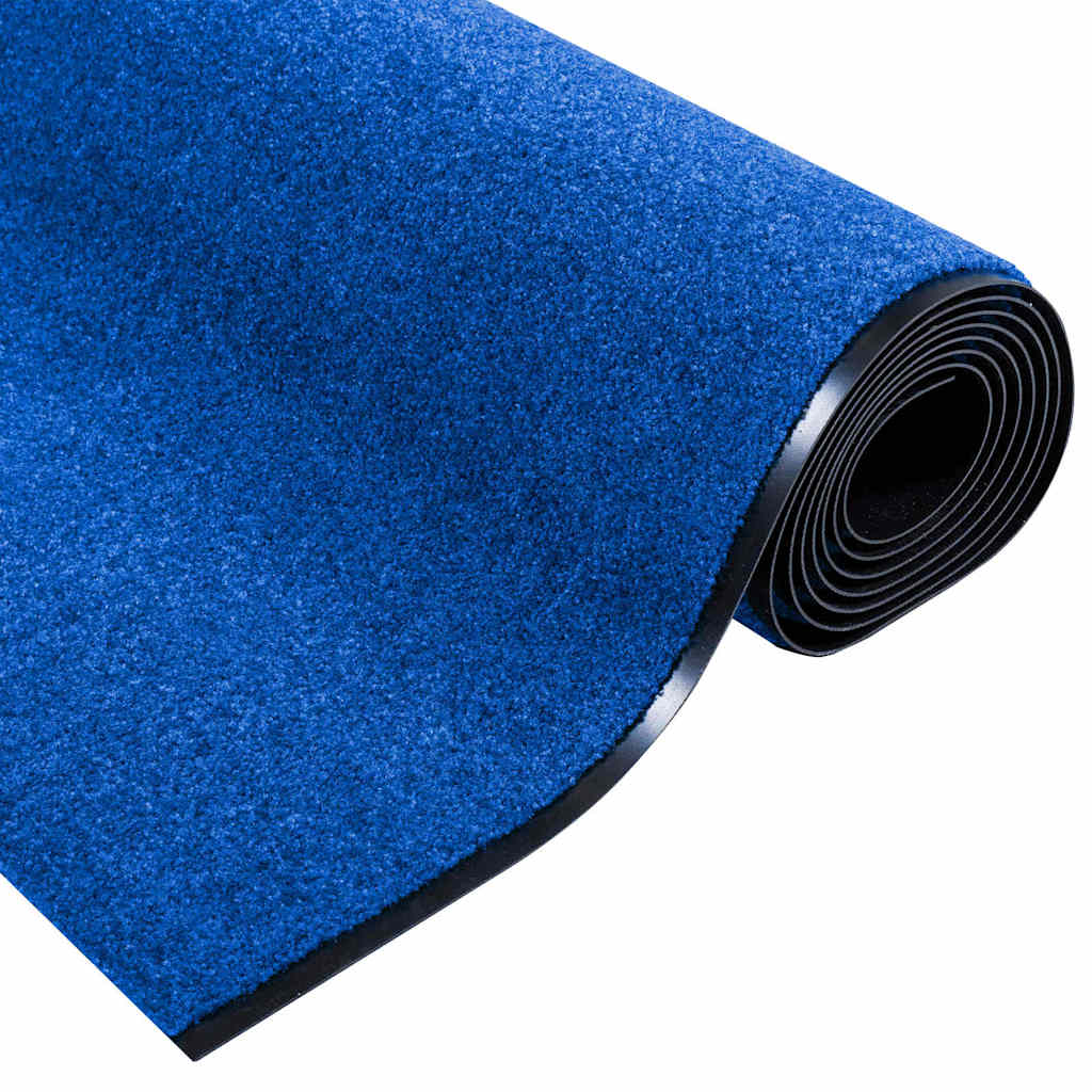 Tapete de Entrada Azul e Preto 120 x 350 cm Poliamida e PVC