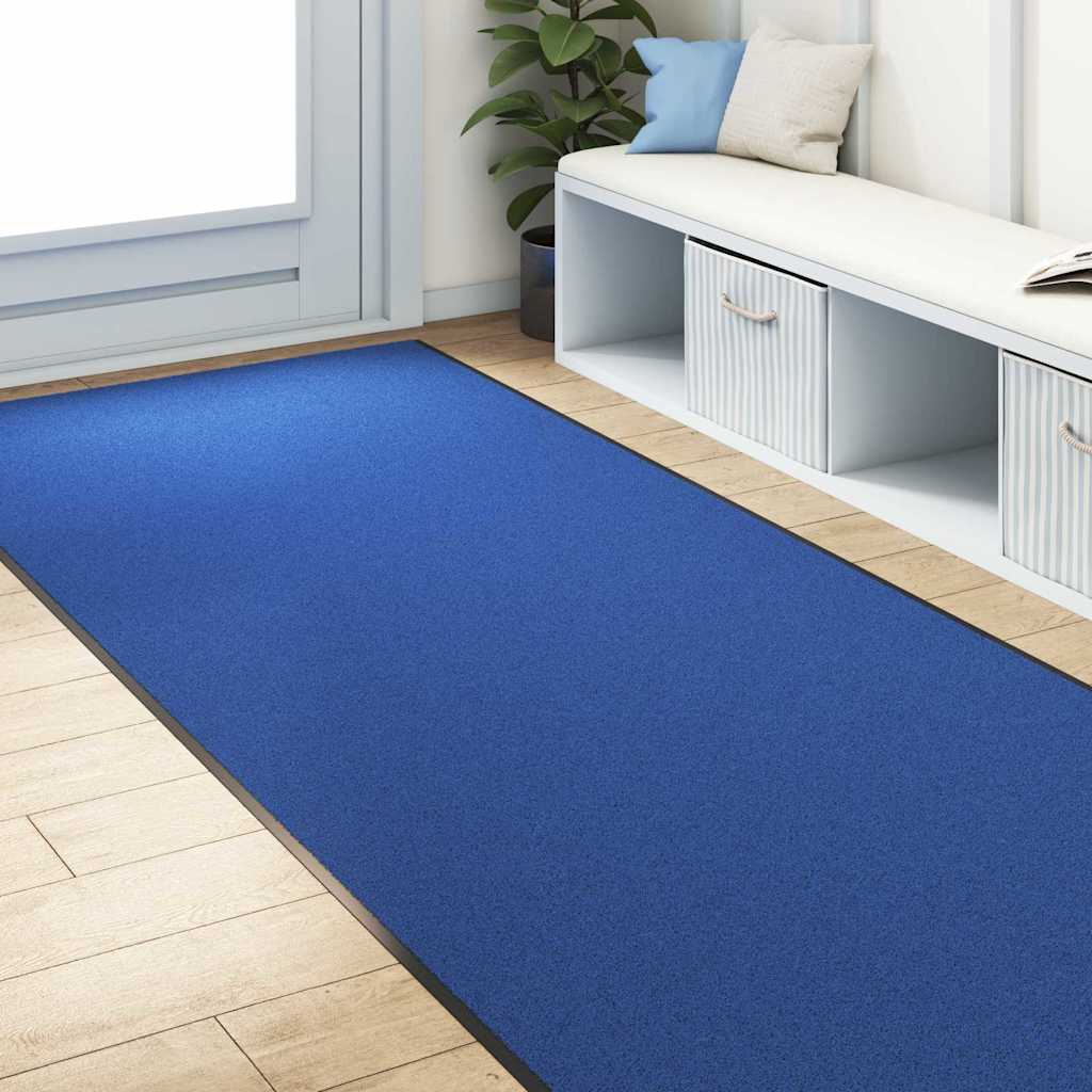 Tapete de Entrada Azul e Preto 120 x 350 cm Poliamida e PVC