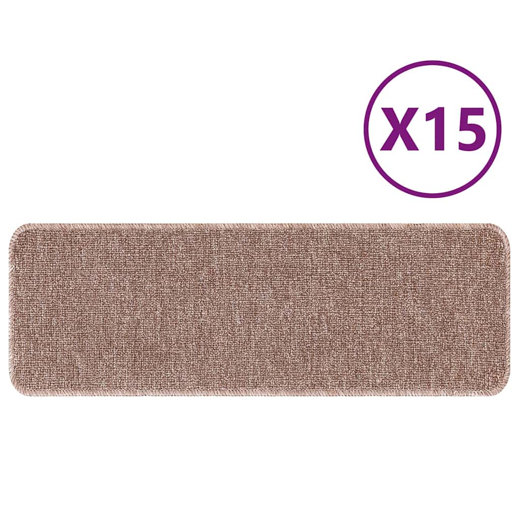 Tapetes Antiderrapantes para Escadas 15 pcs Castanho-claro