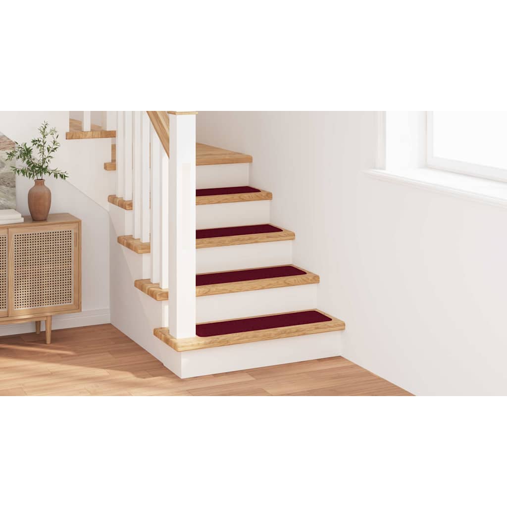 Tapetes Antiderrapantes para Escadas 15 pcs Bordô 75 x 20 cm PP