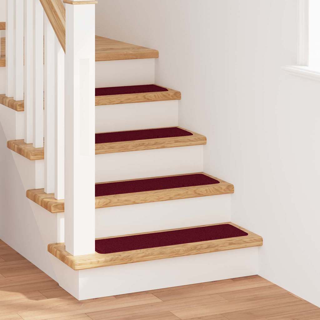 Tapetes Antiderrapantes para Escadas 15 pcs Bordô 75 x 20 cm PP