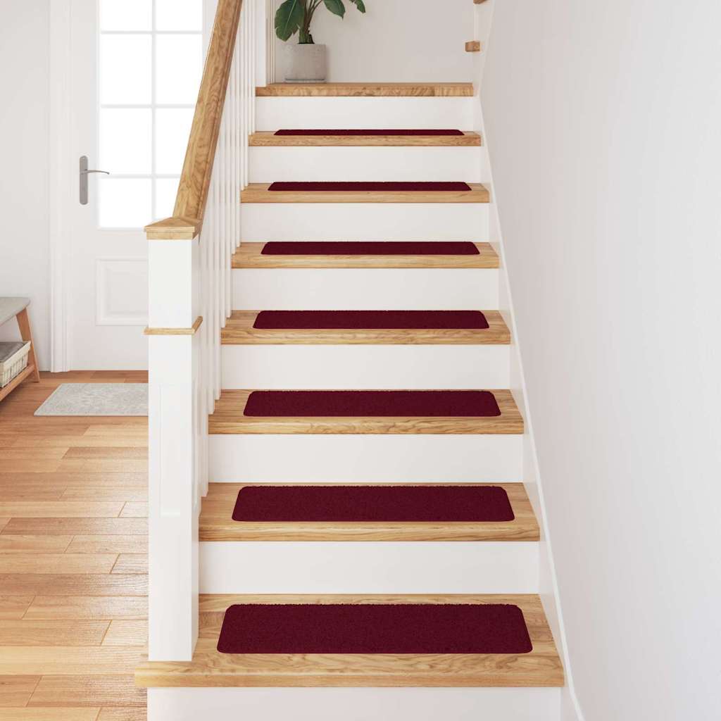 Tapetes Antiderrapantes para Escadas 15 pcs Bordô 75 x 20 cm PP