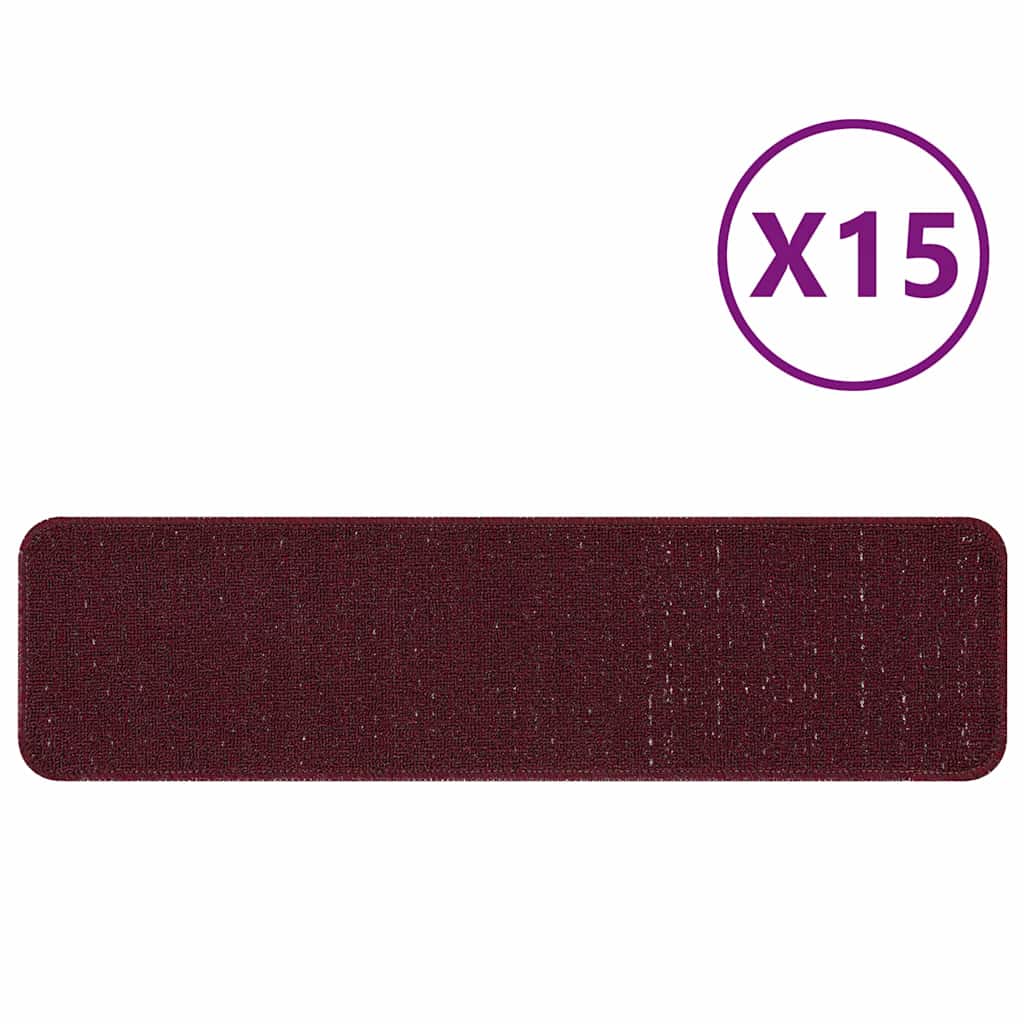 Tapetes Antiderrapantes para Escadas 15 pcs Bordô 75 x 20 cm PP