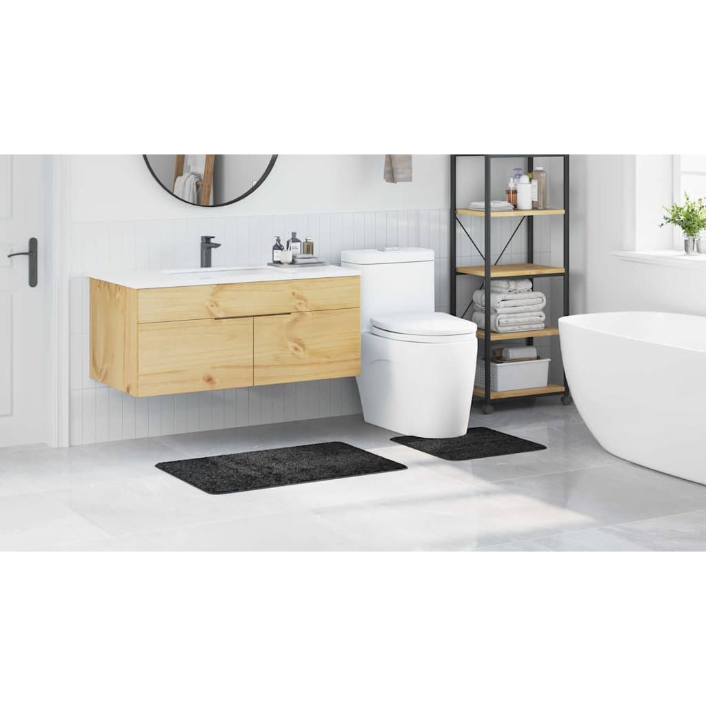 Conjunto de Tapetes de Banho Antiderrapantes 2 pcs Cinza Escuro